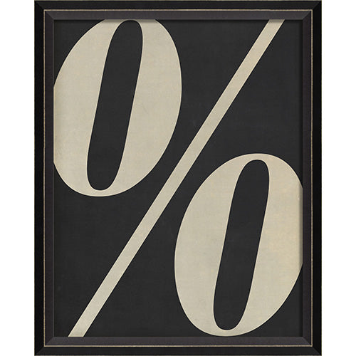 Letter Percent Symbol White on Black Framed Print