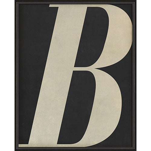 Letter B White on Black Framed Print