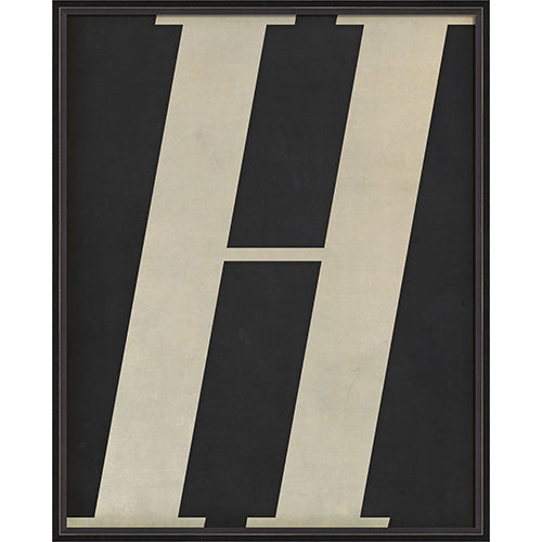 Letter H White on Black Framed Print