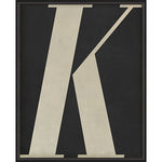 Letter K White on Black Framed Print