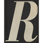 Letter R White on Black Framed Print