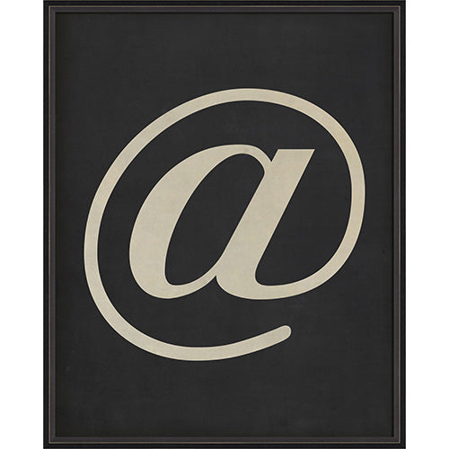 Letter At Symbol White on Black Framed Print