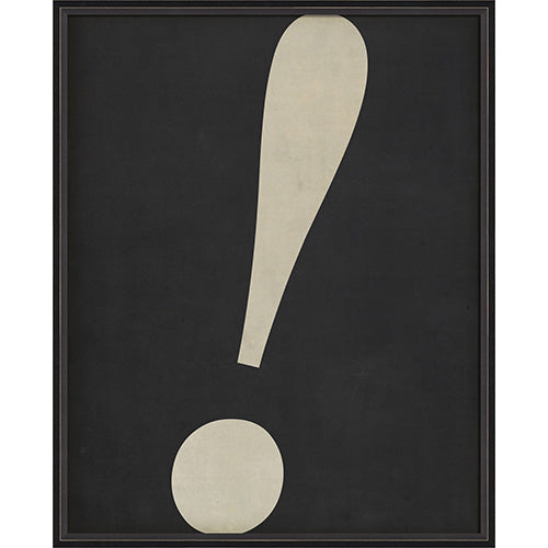 Letter Exclamation White on Black Framed Print