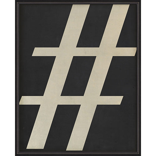 Letter Hashtag White on Black Framed Print