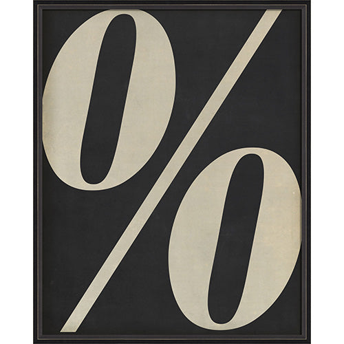 Letter Percent Symbol White on Black Framed Print