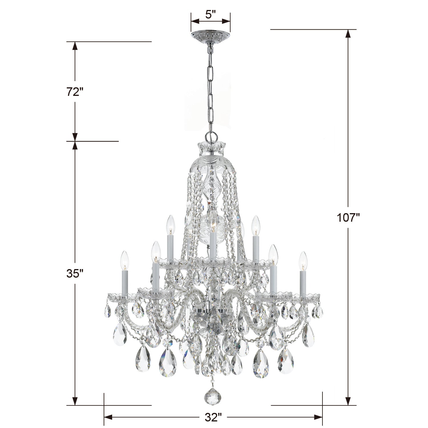 Crystorama Traditional Crystal 1110 10-Light Chandelier
