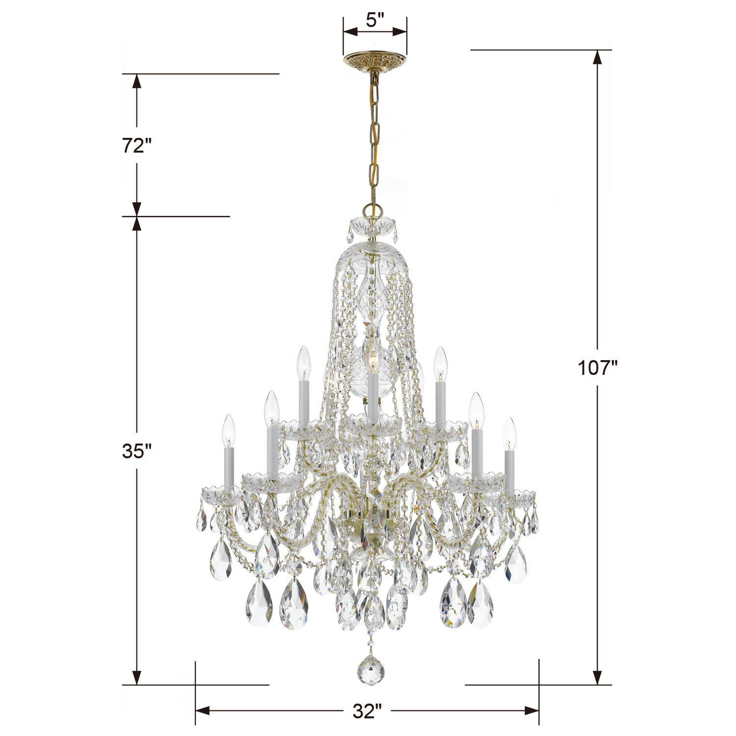 Crystorama Traditional Crystal 1110 10-Light Chandelier
