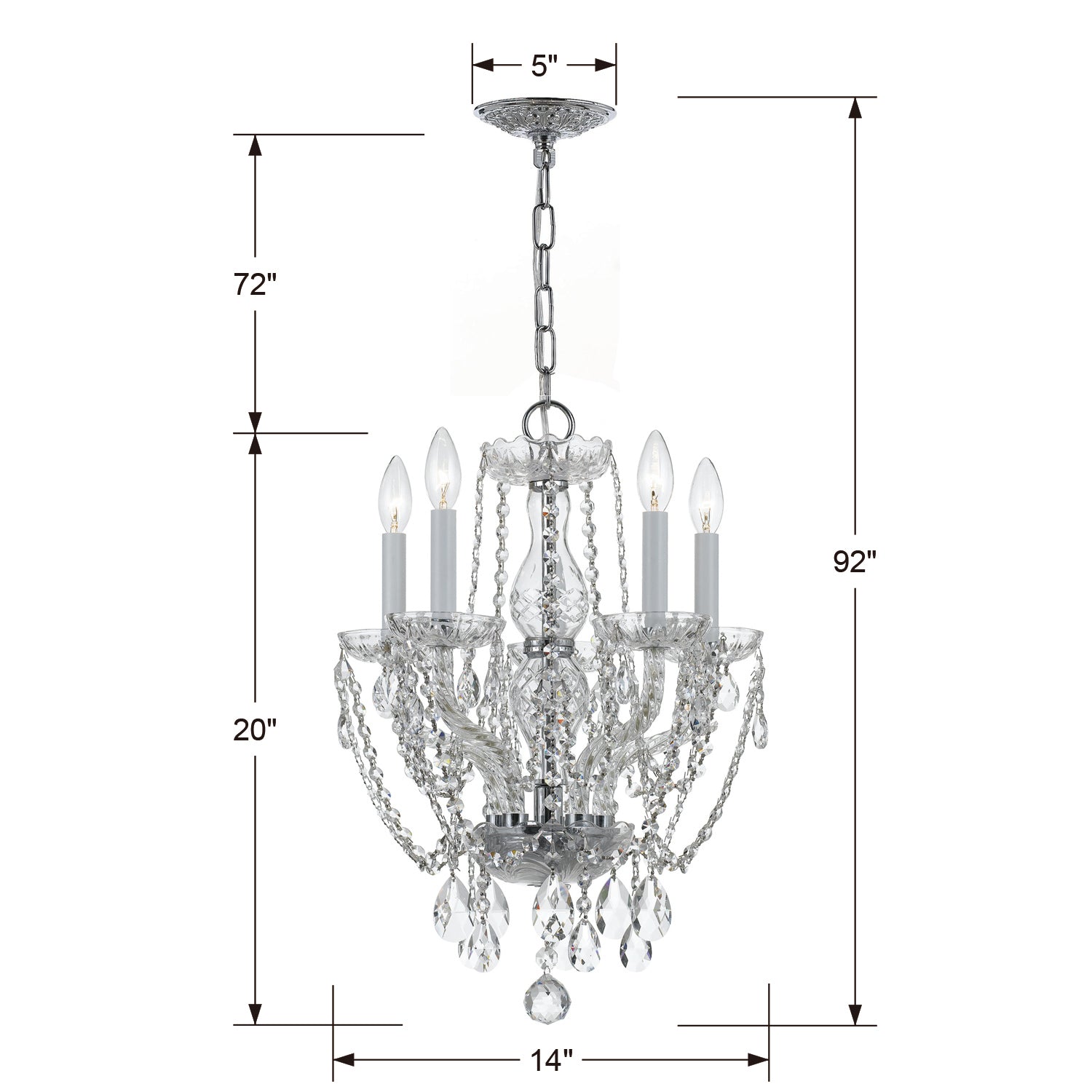 Crystorama Traditional Crystal 1129 5-Light Mini Chandelier