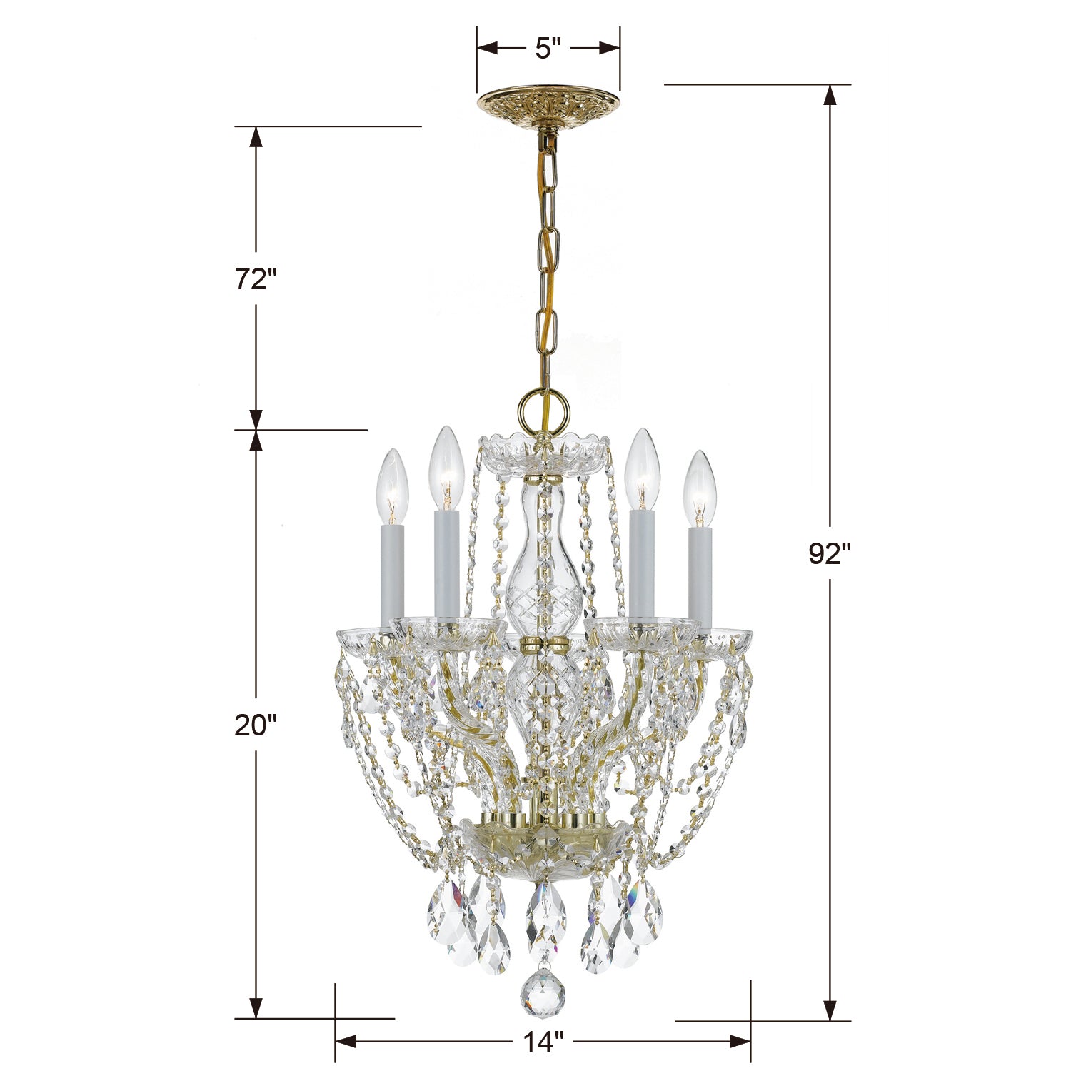 Crystorama Traditional Crystal 1129 5-Light Mini Chandelier