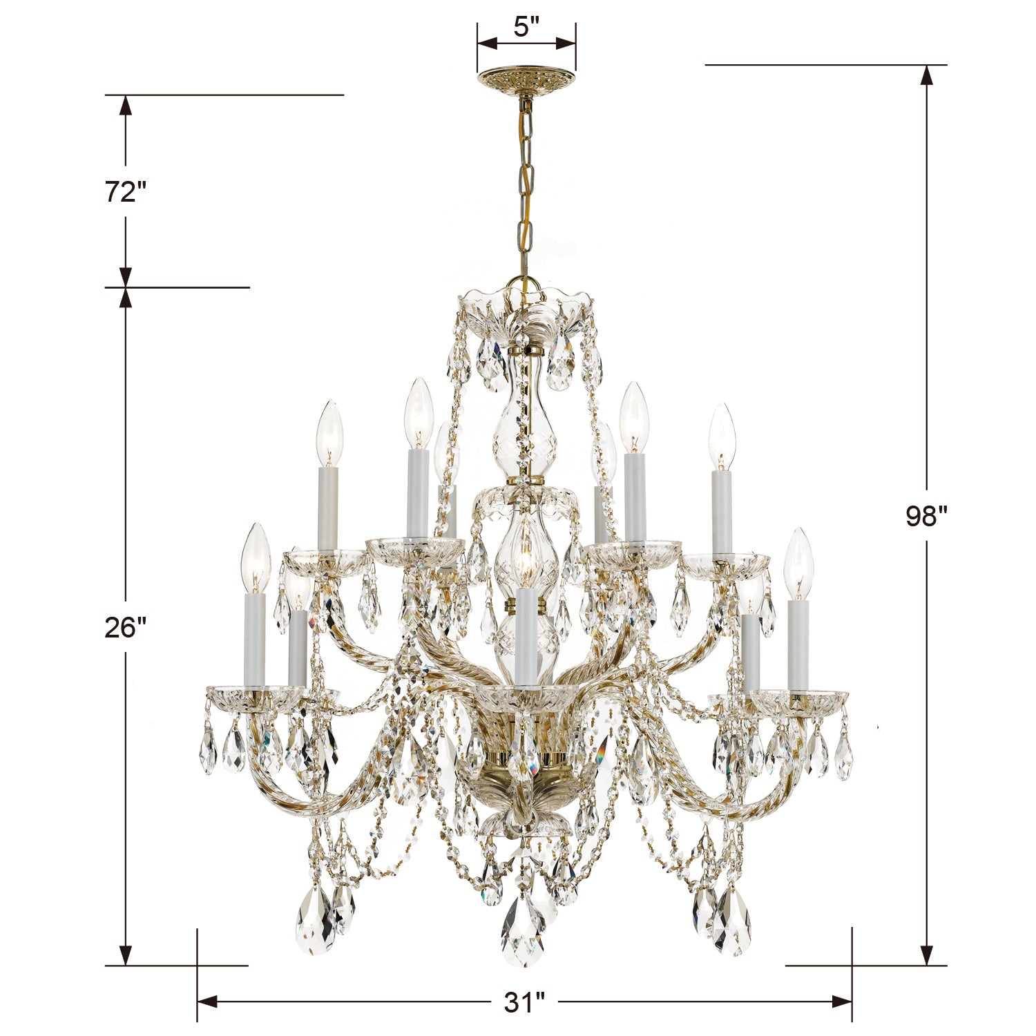Crystorama Traditional Crystal 1135 12-Light Chandelier