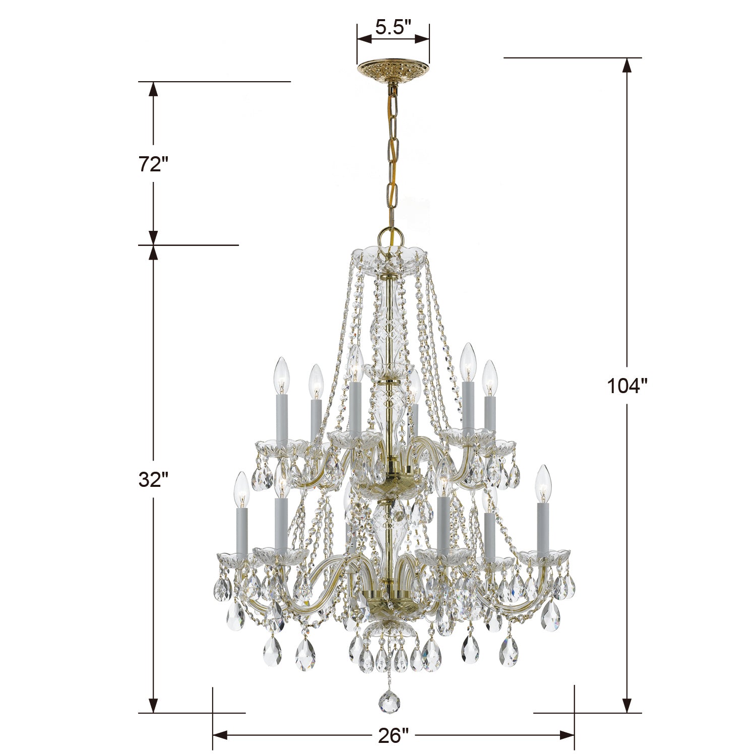 Crystorama Traditional Crystal 1137 12-Light Chandelier