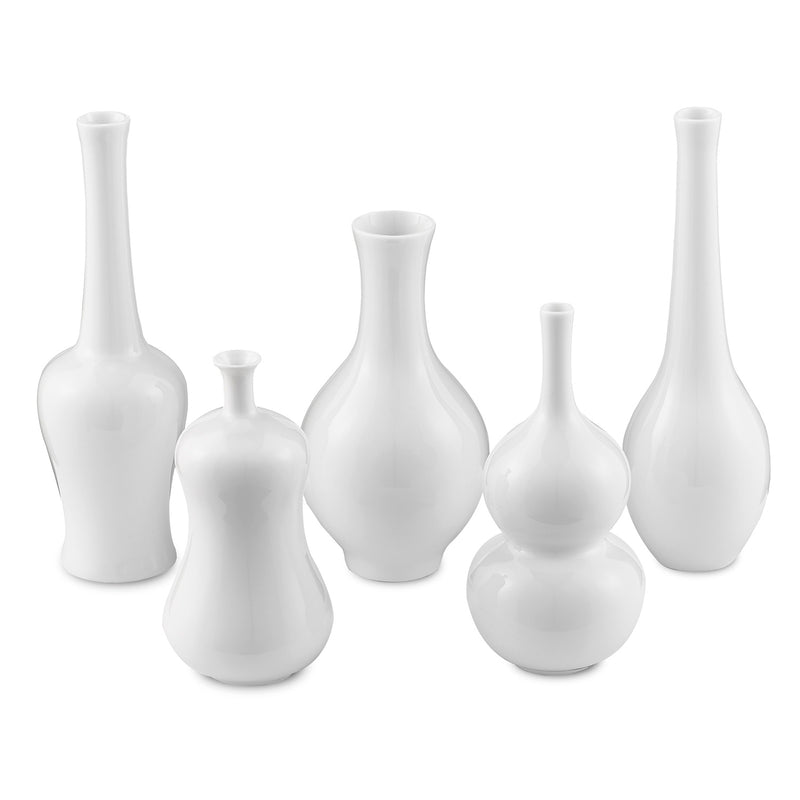 Currey & Co Imperial White Small Vase Set of 5 - Final Sale