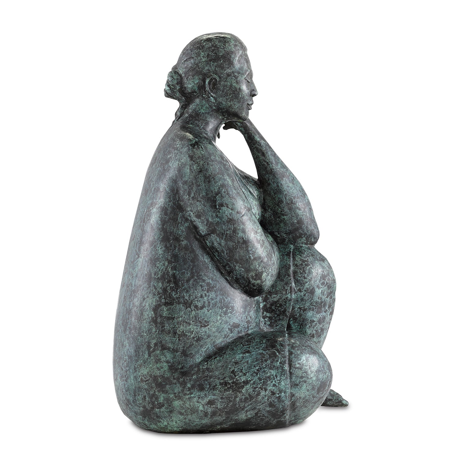 Currey & Co Lady Meditating Bronze Sculpture