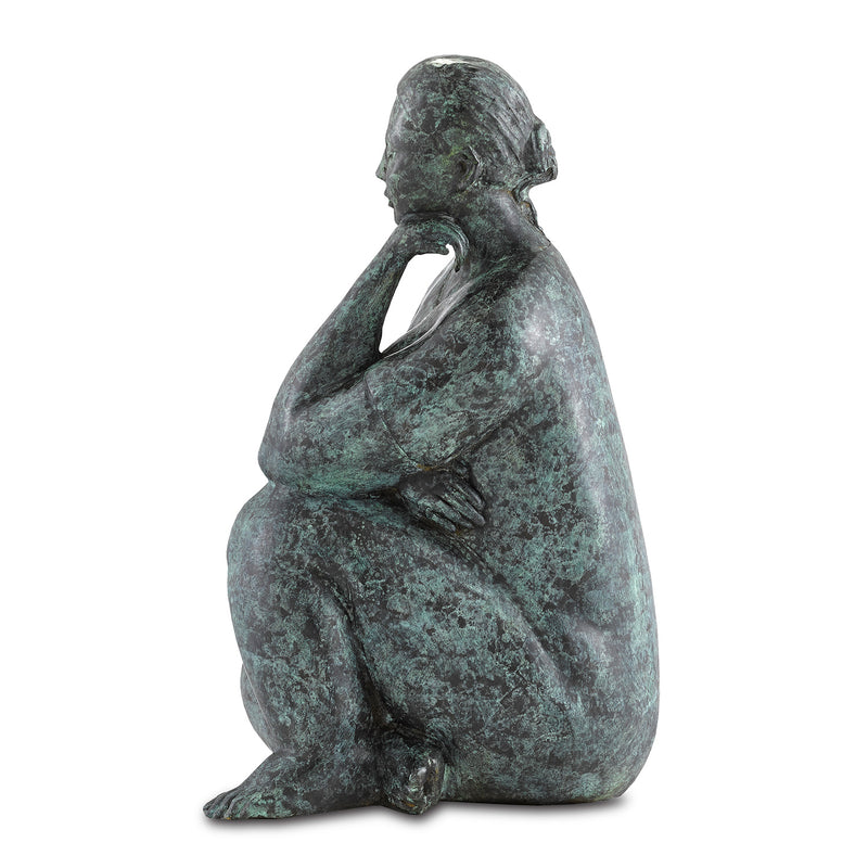 Currey & Co Lady Meditating Bronze Sculpture