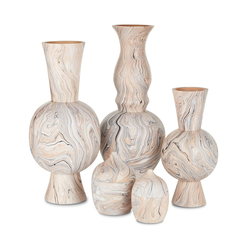 Currey & Co Marbleized Gray Round Vase - Final Sale