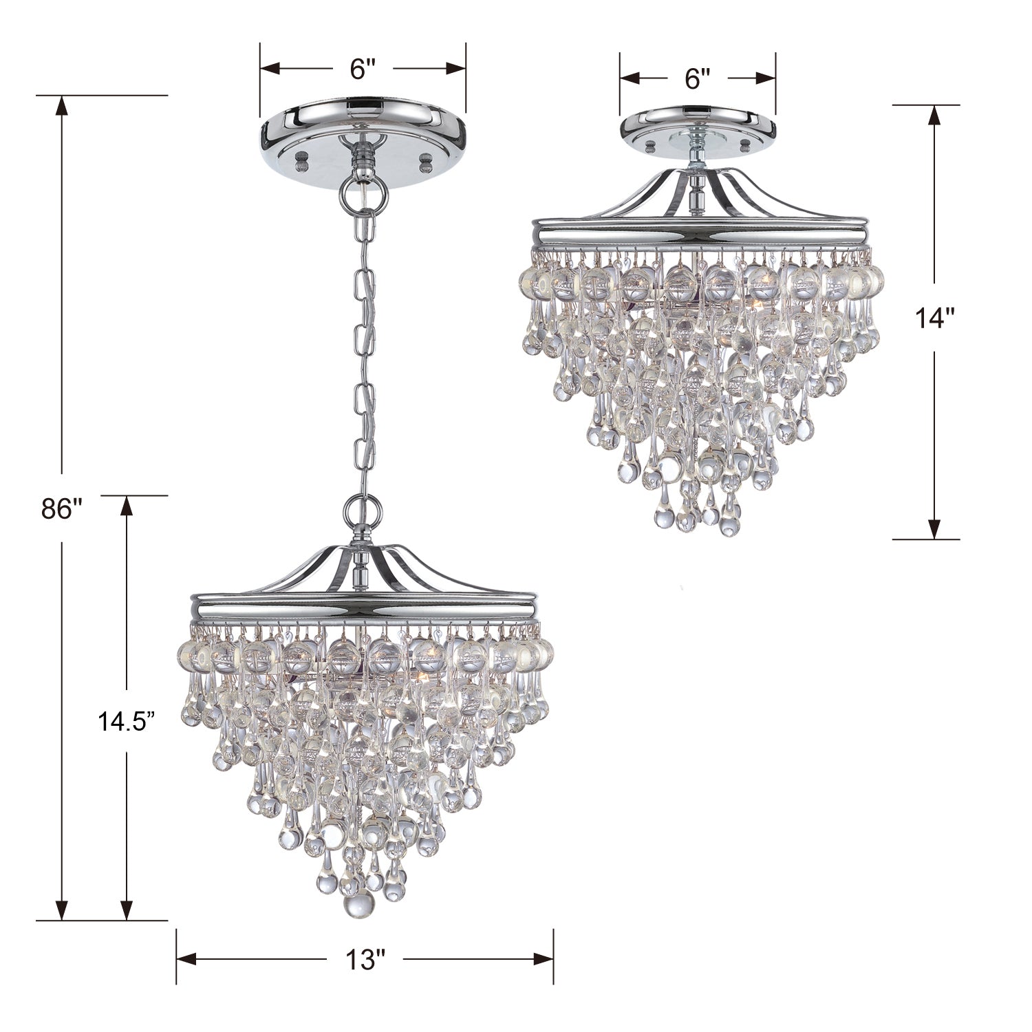 Crystorama Calypso 3-Light Mini Chandelier