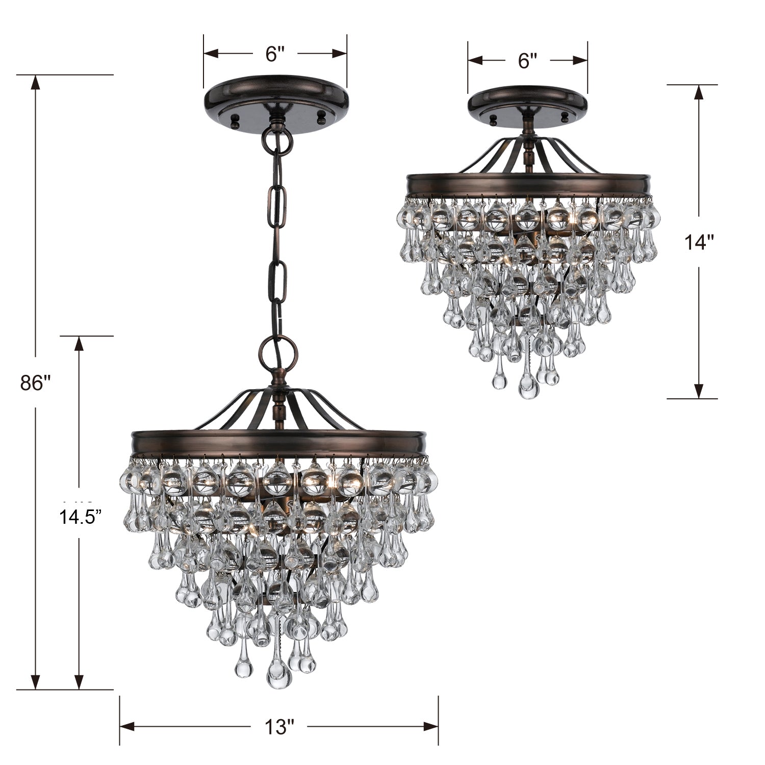 Crystorama Calypso 3-Light Mini Chandelier