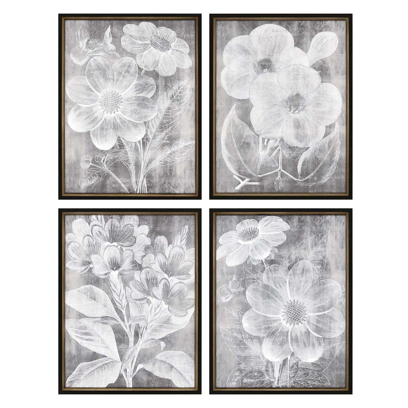 Mendez Chalky Floral Framed Art Set of 4
