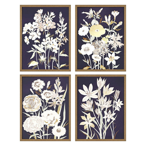 Hegre Midnight Florals Framed Art Set of 4