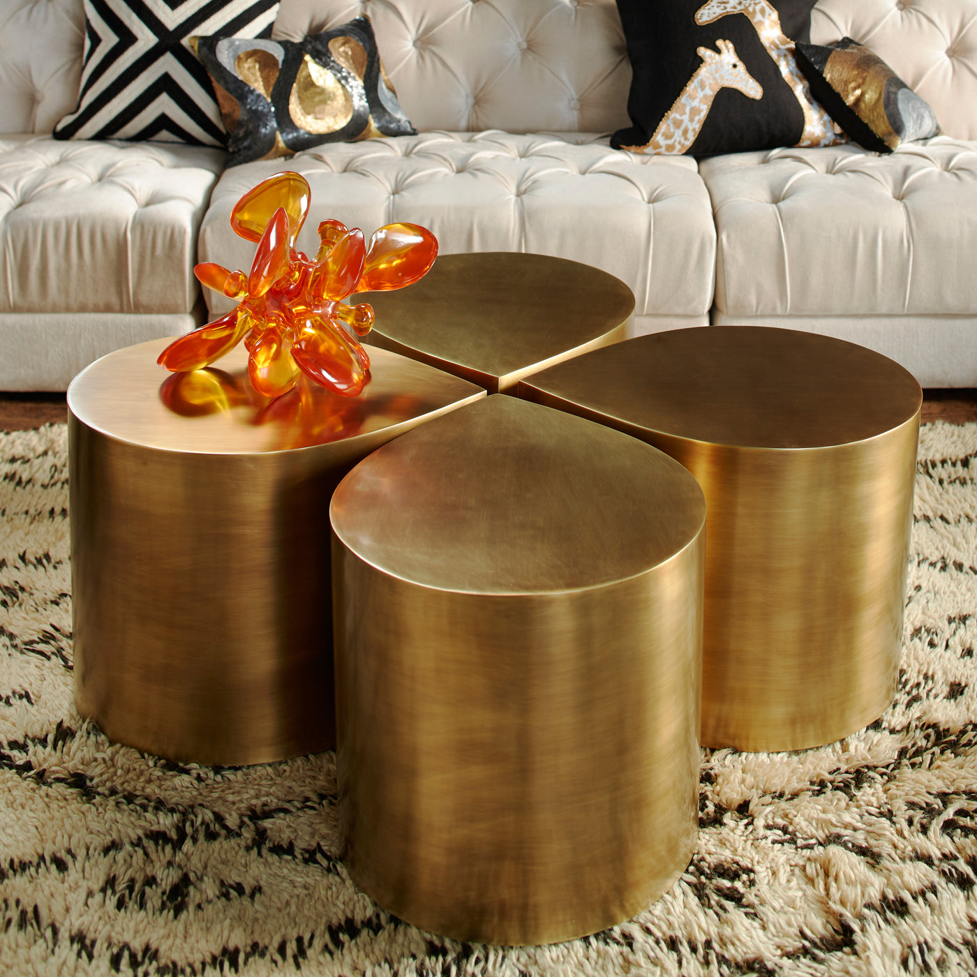 Jonathan Adler Brass Teardrop Accent Table