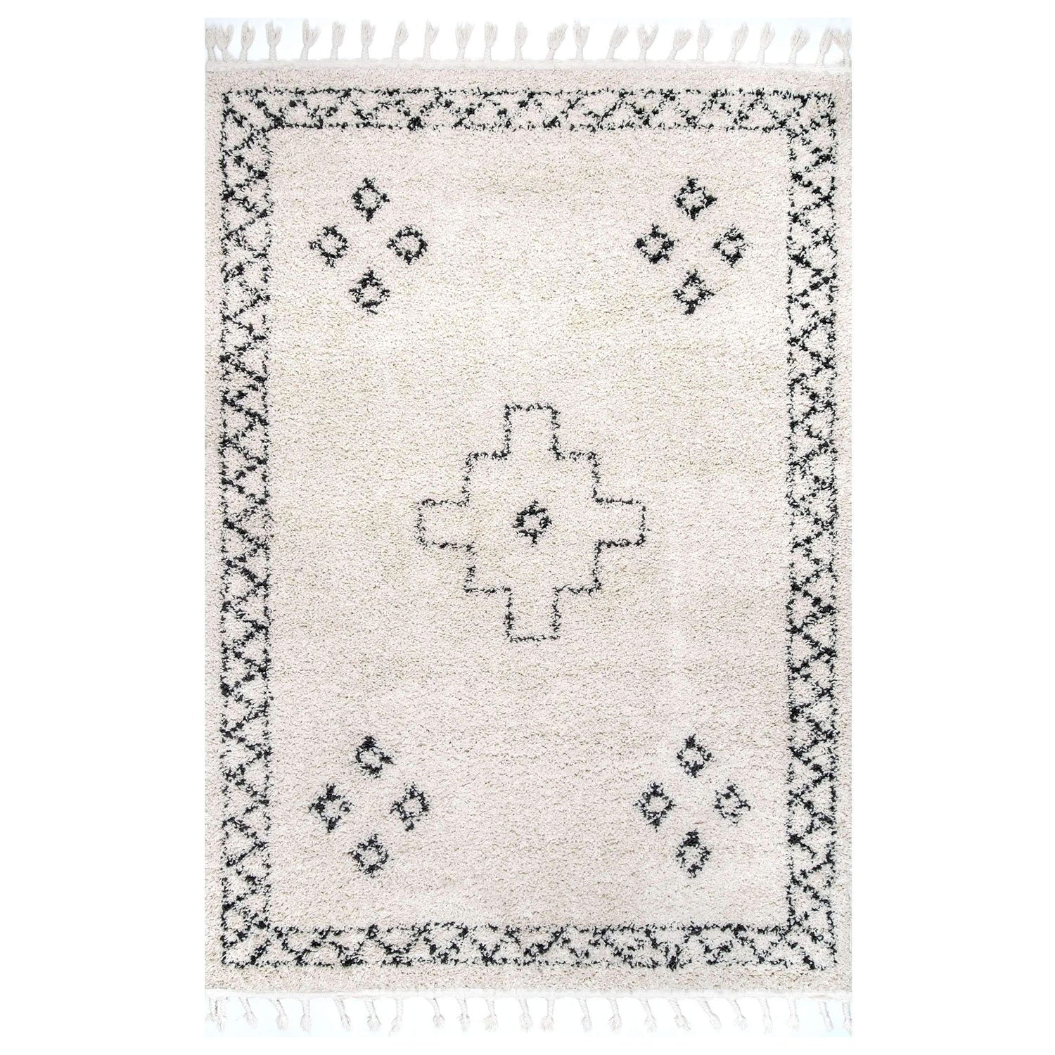 Rifle Tribal Tassel Machine Made Rug – Paynes Gray