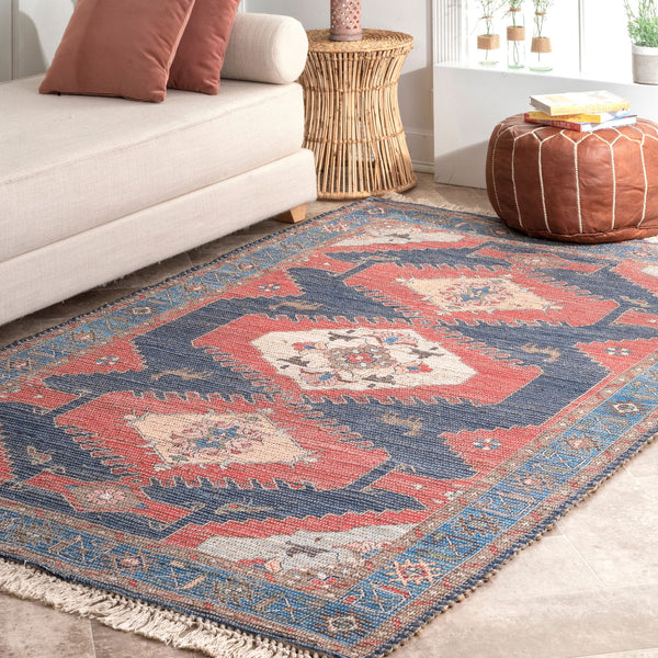 Vavak Tribal Flatweave Rug – Paynes Gray