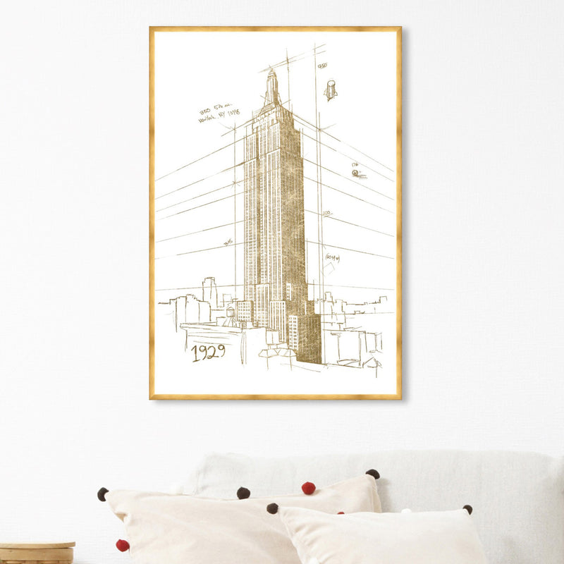 Hatcher & Ethan Golden Empire State Building Framed Wall Art