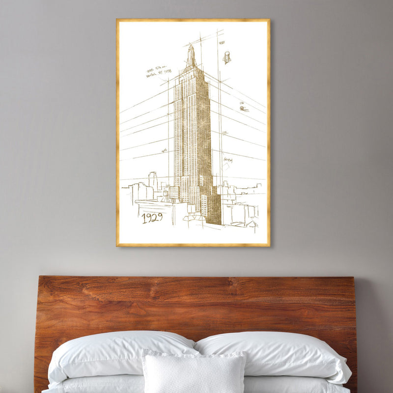 Hatcher & Ethan Golden Empire State Building Framed Wall Art