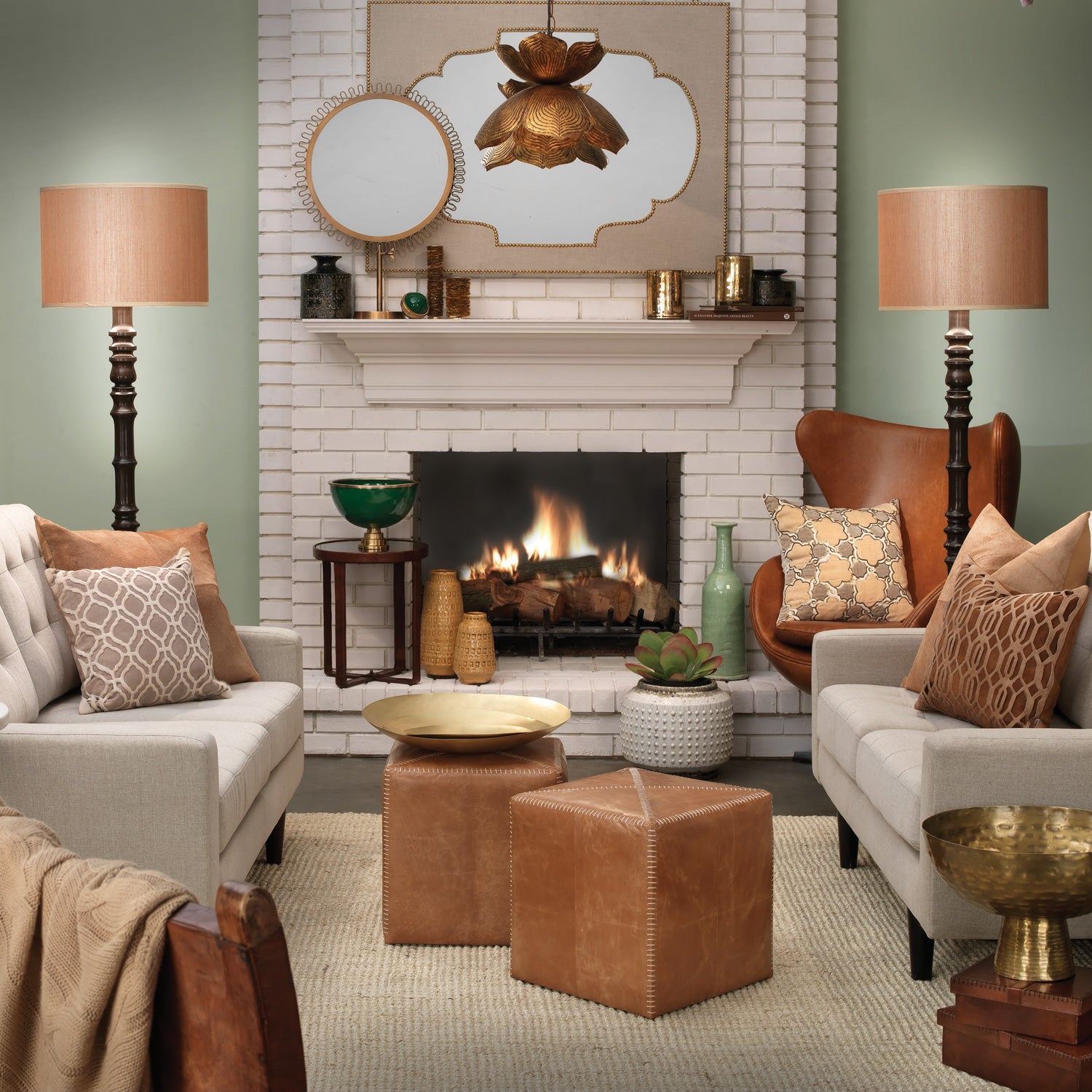 Jamie Young Leather Ottoman