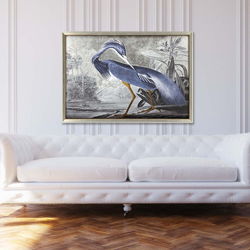 Audubon Heron in Silver Framed Art