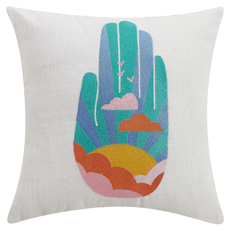 Elizabeth Olwen Hamsa Horizon Embroidered Throw Pillow