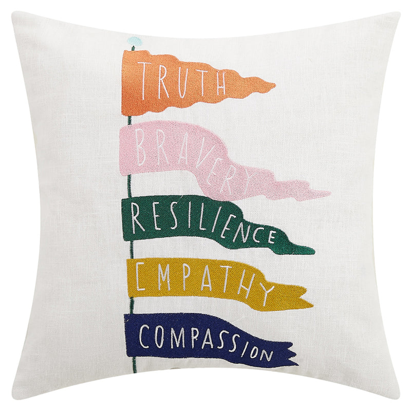 Elizabeth Olwen Positive Principles Embroidered Throw Pillow
