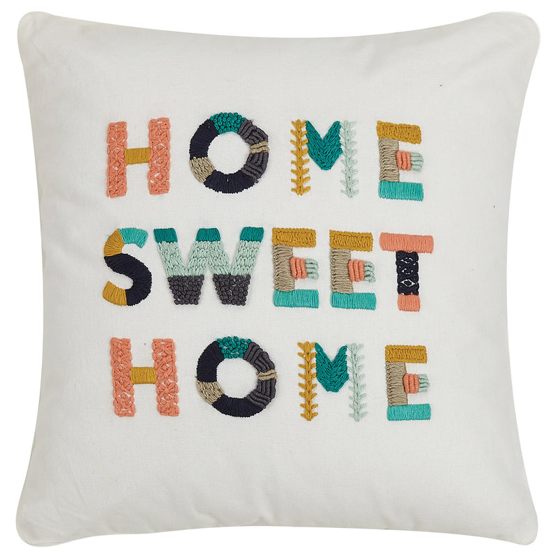 Home Sweet Home Embroidered Throw Pillow