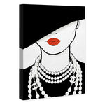 Oliver Gal Noir Hat & Pearls Canvas Wall Art