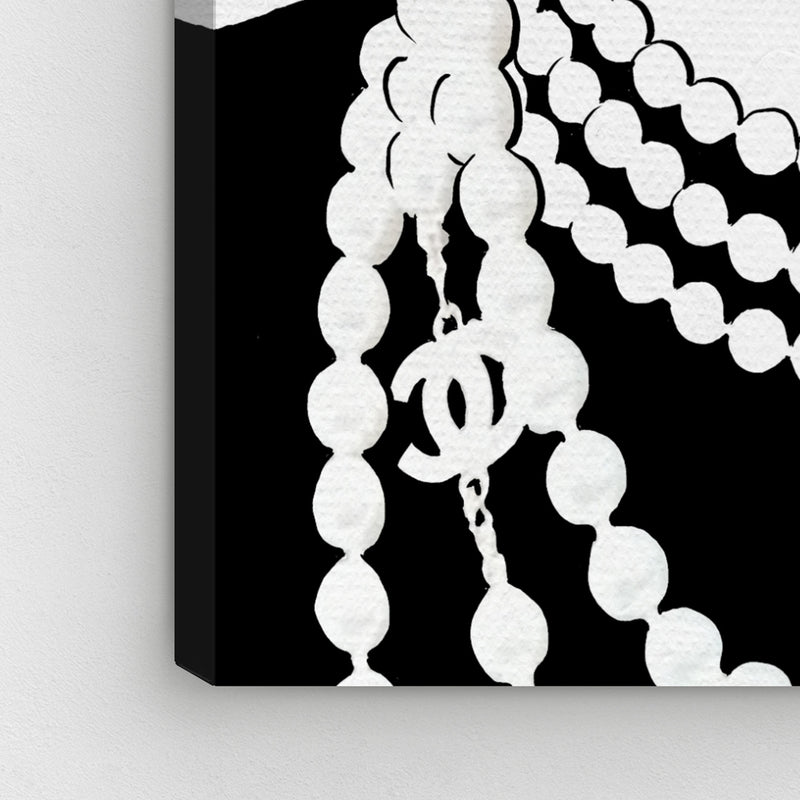 Oliver Gal Noir Hat & Pearls Canvas Wall Art