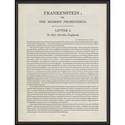 Literature Frankenstein Framed Print
