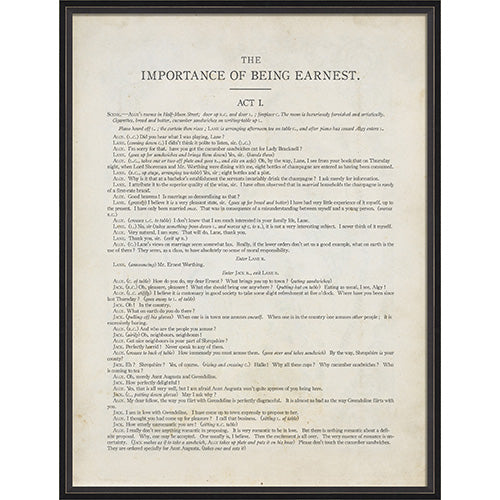 Literature The Importance of Being Earnest Framed Print