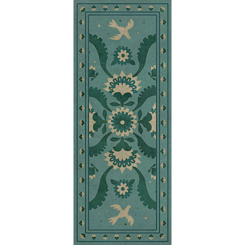 Applique - Barred Clouds Bloom Vinyl Floorcloth