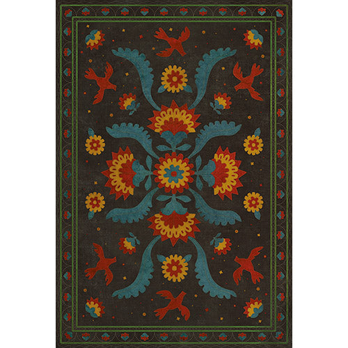 Applique - Gossip of Swallows Vinyl Floorcloth