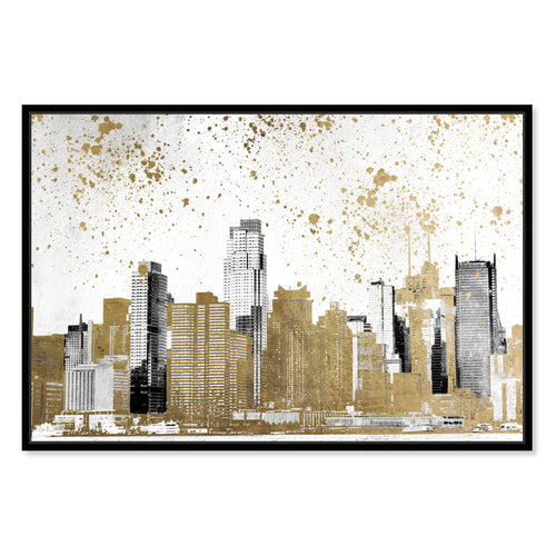 Oliver Gal Gray & Gold Skyline Framed Canvas Wall Art