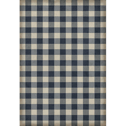 Gingham Canvas Blue Vinyl Floorcloth