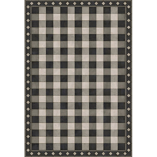 Gingham Tile Black Vinyl Floorcloth