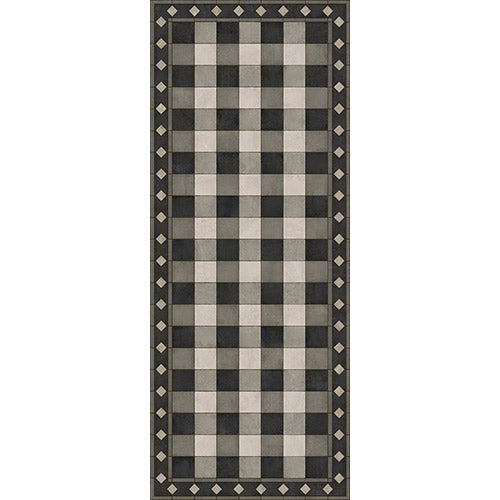 Gingham Tile Black Vinyl Floorcloth