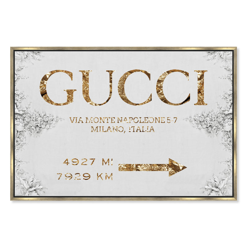 Oliver Gal Italian Luxe Road Sign Framed Canvas Wall Art
