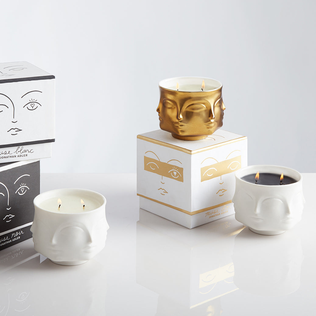 Jonathan Adler Muse Blanc Ceramic Candle Paynes Gray