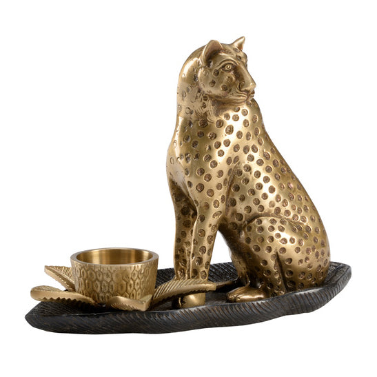 Wildwood Brass Cat Candlestick