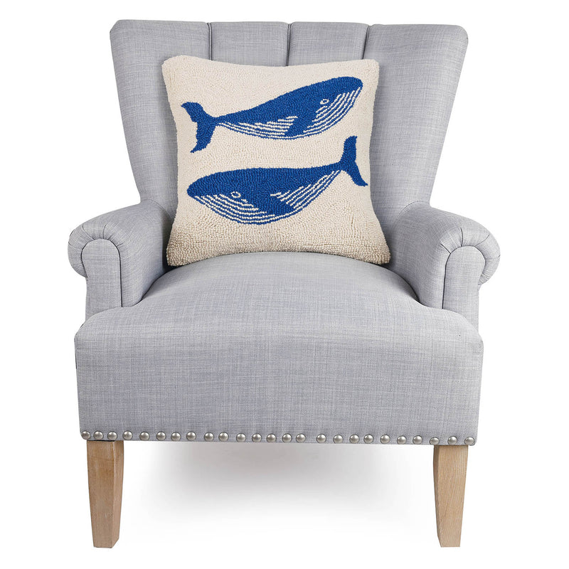 Double Whale Hook Throw Pillow