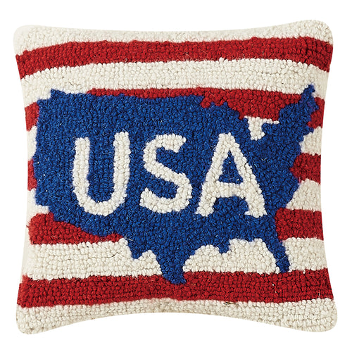 USA Map Hook Throw Pillow