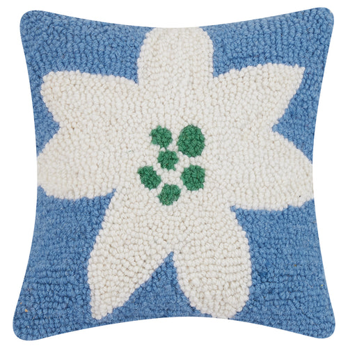 Ampersand Poinsettia Blue Hook Throw Pillow