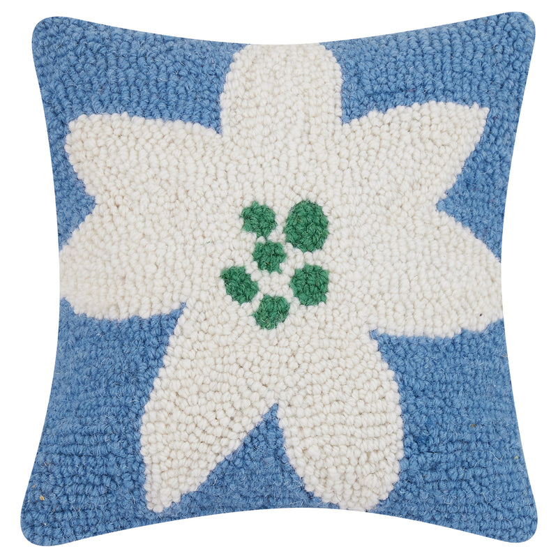 Ampersand Poinsettia Blue Hook Throw Pillow